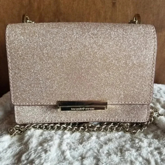 Kate Spade Rose Gold Glitter Burgess  Court Shoulder Crossbody Bag - Picture 13 of 13